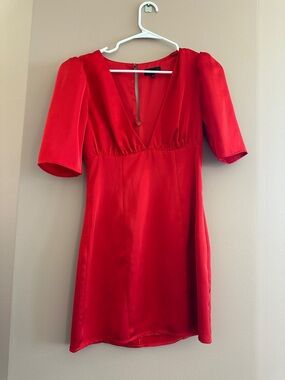 MAJORELLE Vibrant Red Wrap-Style Dress